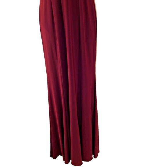 NWT! Betsy & Adam Jeweled Wine Color Size 4 Formal Gown Peek A Boo Sleeve - Picture 14 of 15